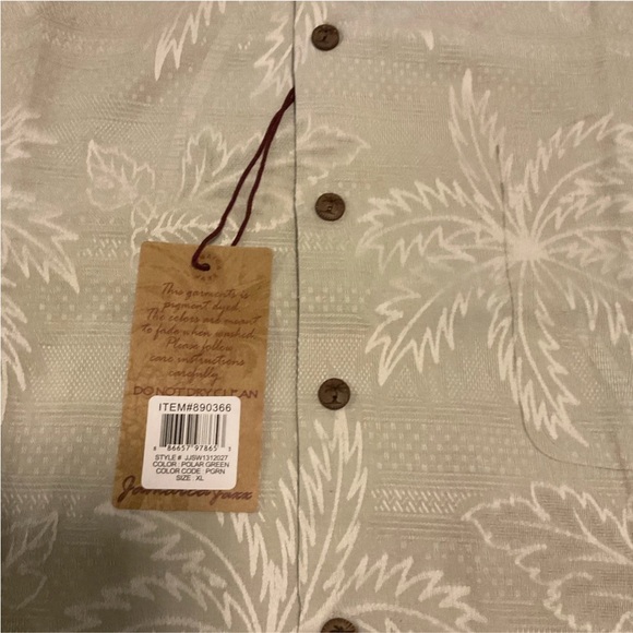 Jamaica Jaxx Men's Hawaiian Green Palm Print Shirt 100% Silk NWT XL - Picture 5 of 6
